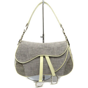 Dior Double Saddle Bag Canvas Enamel Gray Blue White